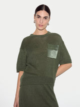 Linen Silk Pocket T-shirt | Green