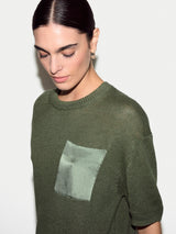 Linen Silk Pocket T-shirt | Green