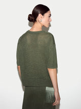 Linen Silk Pocket T-shirt | Green