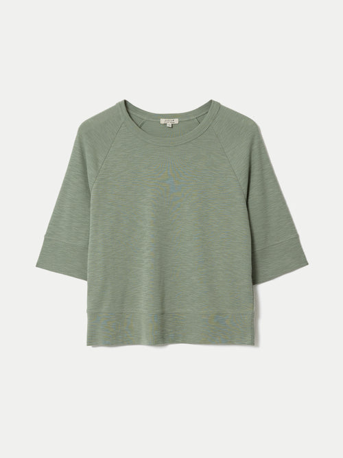 Cotton Luxe Raglan Short Sleeve T-shirt | Green – Jigsaw