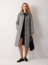 Bonded Cotton Check Trench Coat | Cream