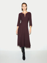 Stretch Crepe Godet Dress | Purple