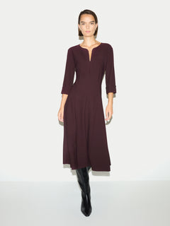 Stretch Crepe Godet Dress | Purple