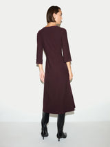 Stretch Crepe Godet Dress | Purple