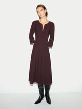 Stretch Crepe Godet Dress | Purple