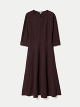 Stretch Crepe Godet Dress | Purple