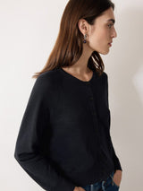 Cotton Luxe Crew Cardigan | Navy