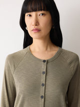 Cotton Luxe Crew Cardigan | Light Khaki