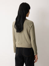 Cotton Luxe Crew Cardigan | Light Khaki