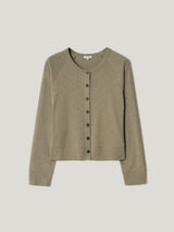 Cotton Luxe Crew Cardigan | Light Khaki