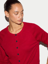 Cotton Luxe Crew Cardigan | Red