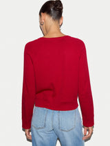 Cotton Luxe Crew Cardigan | Red