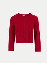 Cotton Luxe Crew Cardigan | Red