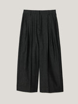 Chambray Front Pleat Trouser | Black