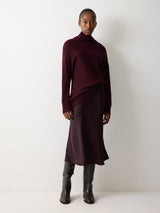 Satin Bias Midi Skirt | Purple