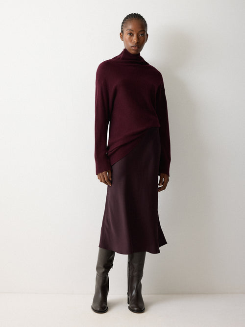 Satin Bias Midi Skirt | Purple