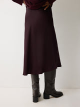 Satin Bias Midi Skirt | Purple