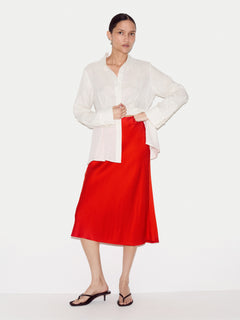 Satin Bias Midi Skirt | Red