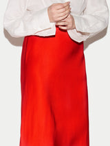 Satin Bias Midi Skirt | Red