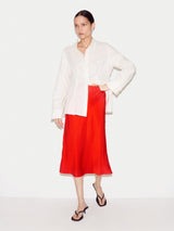 Satin Bias Midi Skirt | Red