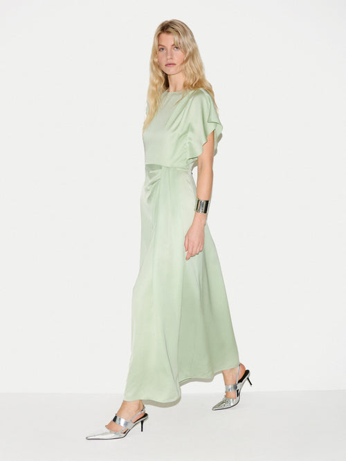 Cap Sleeve Satin Dress | Pale Green