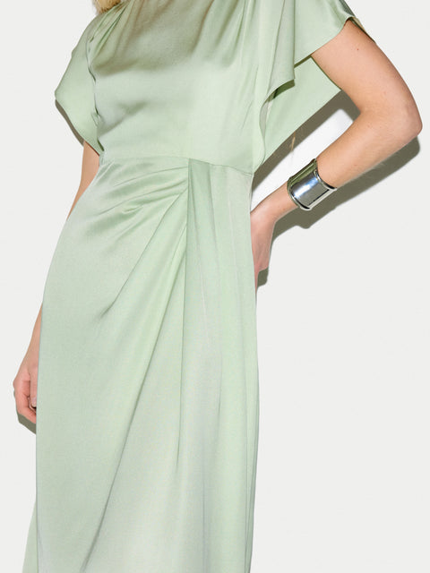 jigsaw green silk dress Womens Jigsaw Green Iris Cap Sleeve Satin Dress 10