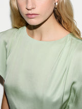 Cap Sleeve Satin Dress | Pale Green