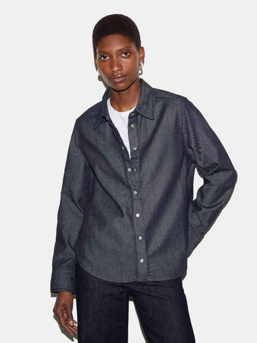 Washed Denim Button Down Shirt | Indigo