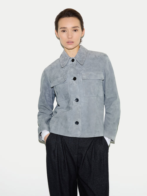 Suede Patch Pocket Jacket | Blue
