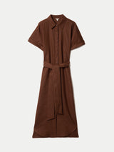 Linen Midi Shirt Dress | Brown  Jigsaw