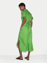 Linen Midi Shirt Dress | Green