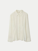 Linen Pleated Waist Shirt | White
