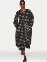 Geo Check Cotton Dress | Black