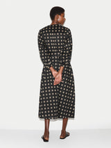 Geo Check Cotton Dress | Black