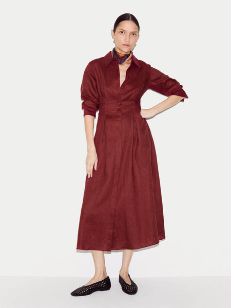 Linen Pleat Front Shirt Dress | Red – Jigsaw