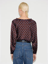 Mini Geo Rose Frill Detail Top | Burgundy