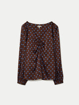Mini Geo Rose Frill Detail Top | Burgundy