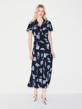 Fallen Peony Bias Dress | Navy