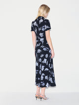 Fallen Peony Bias Dress | Navy