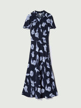 Fallen Peony Bias Dress | Navy