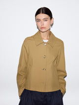 Cotton Cropped Trench Coat | Beige