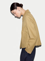 Cotton Cropped Trench Coat | Beige