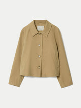 Cotton Cropped Trench Coat | Beige