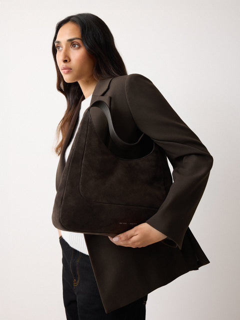 Suede Harper Chocolate Hobo Shoulder Bag
