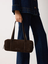 Suede Baguette Shoulder Bag | Brown
