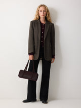 Calf Hair Leather Baguette Shoulder Bag | Oxblood