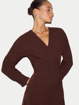 V Neck Godet Dress | Brown