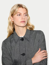 Chambray Linen Blend Utility Jacket | Black