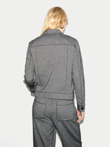 Chambray Linen Blend Utility Jacket | Black