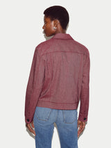 Chambray Linen Blend Utility Jacket | Red